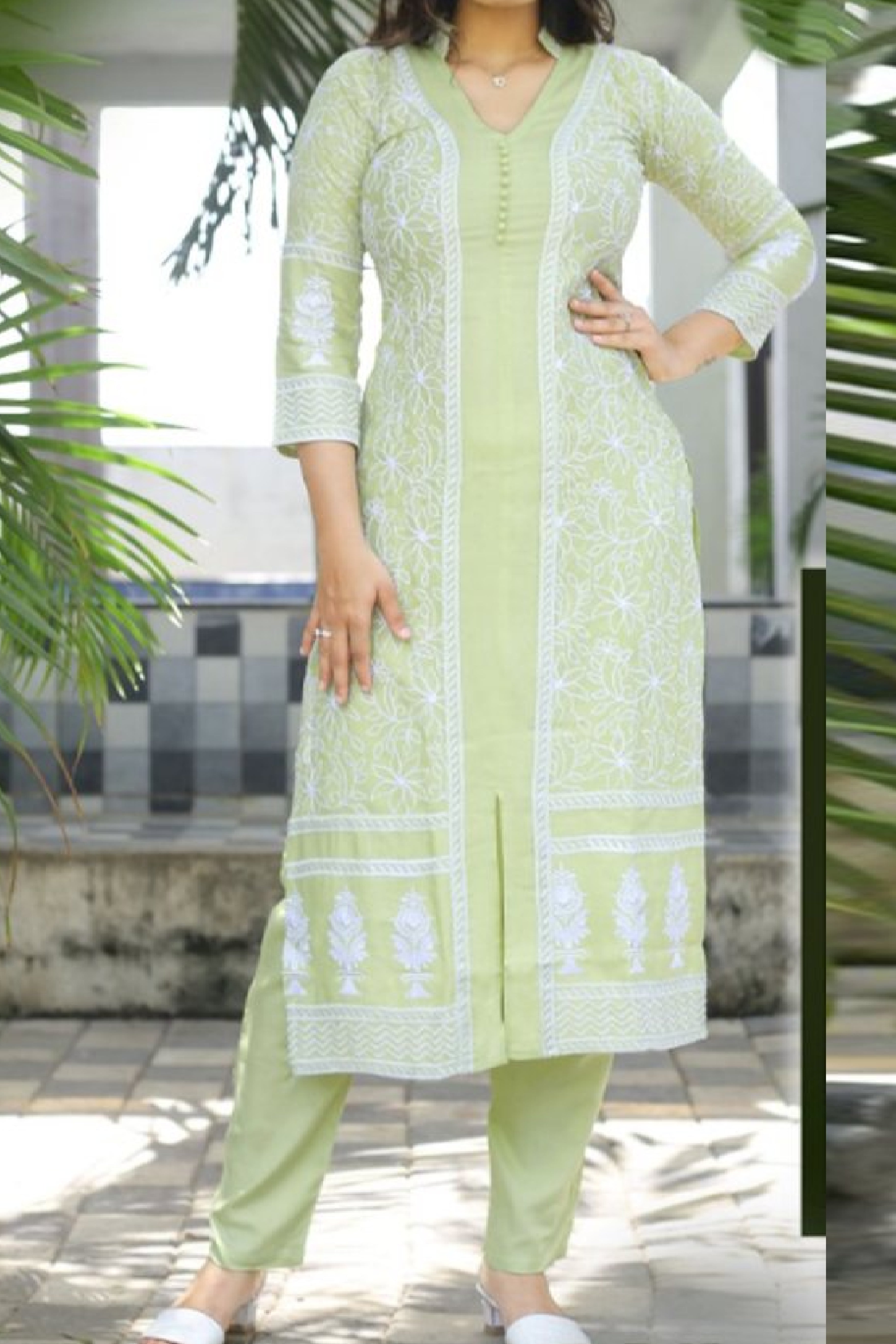 Premium soft printed rayon long kurti with fancy wooden buttons dhs 58 -  Charisma